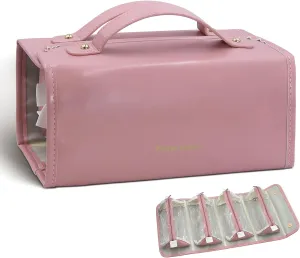 Roll up Makeup Bag, Travel Toiletry Bag, Multi-compartment Transparent Cosmetic Bag, Portable Waterproof Detachable Hanging Toiletry Bag.