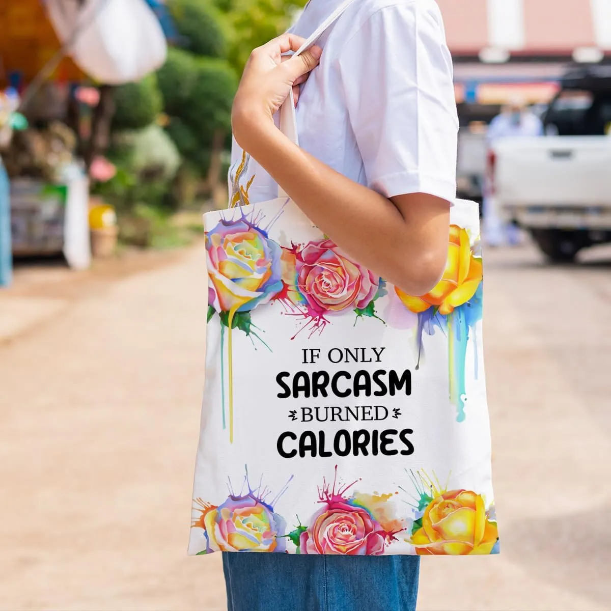 Sarcastic Funny Gifts Tote Bag for Women, Reusable Grocery Bags for Girls Mom Appreciation Christmas Birthday