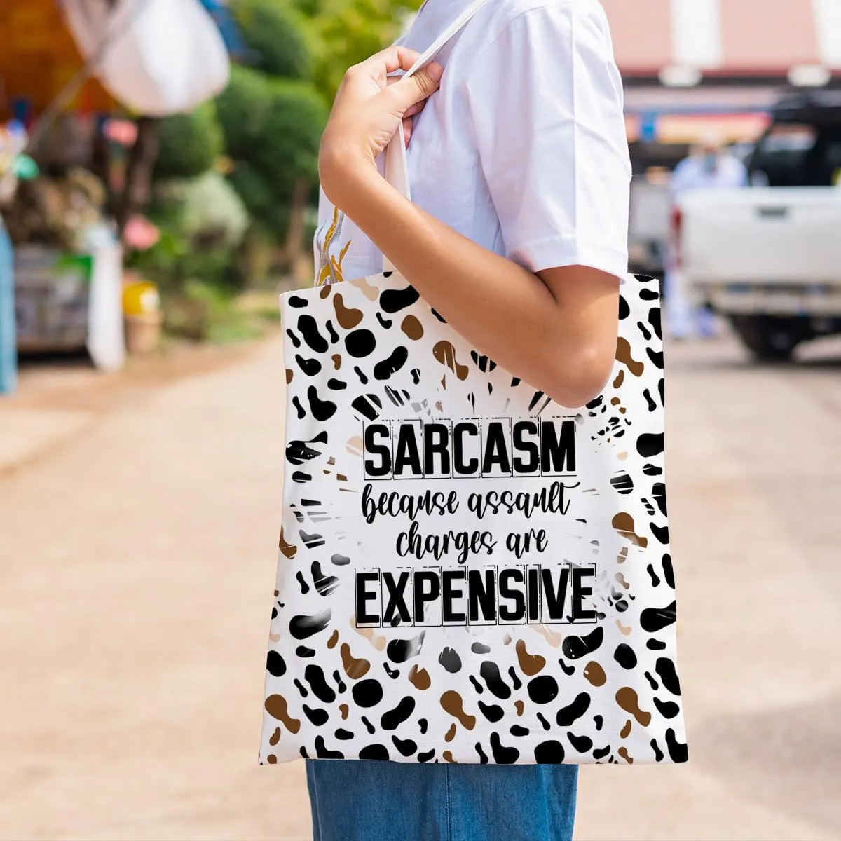 Sarcastic Funny Gifts Tote Bag for Women, Reusable Grocery Bags for Girls Mom Appreciation Christmas Birthday