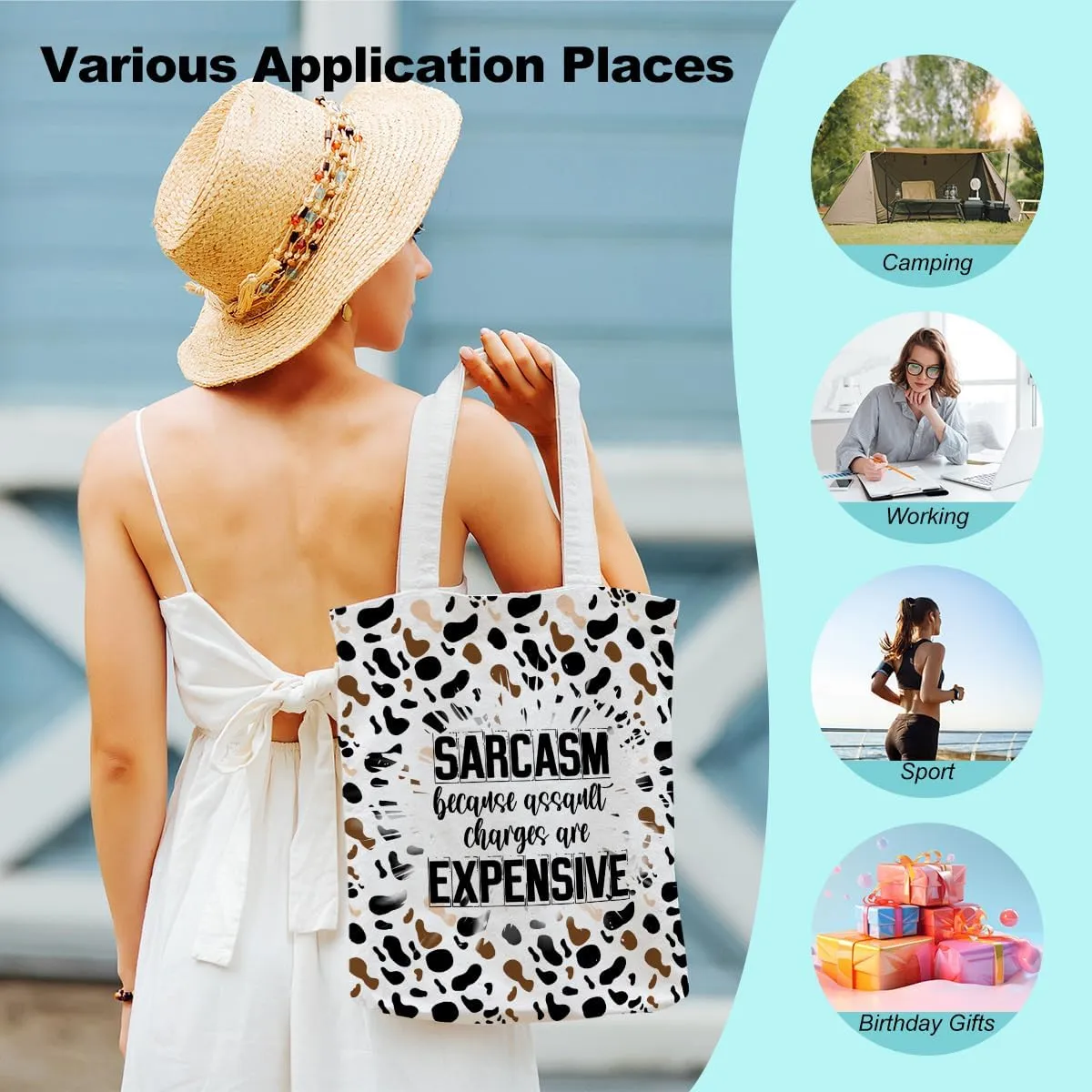 Sarcastic Funny Gifts Tote Bag for Women, Reusable Grocery Bags for Girls Mom Appreciation Christmas Birthday
