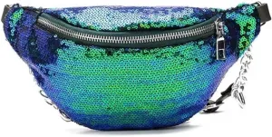 Sequined Pack for Women, Cute Waist Belt Bag, Crossbody Bag Water Resistant Small Bum Bag with Adjustable Belt for Running Hiking