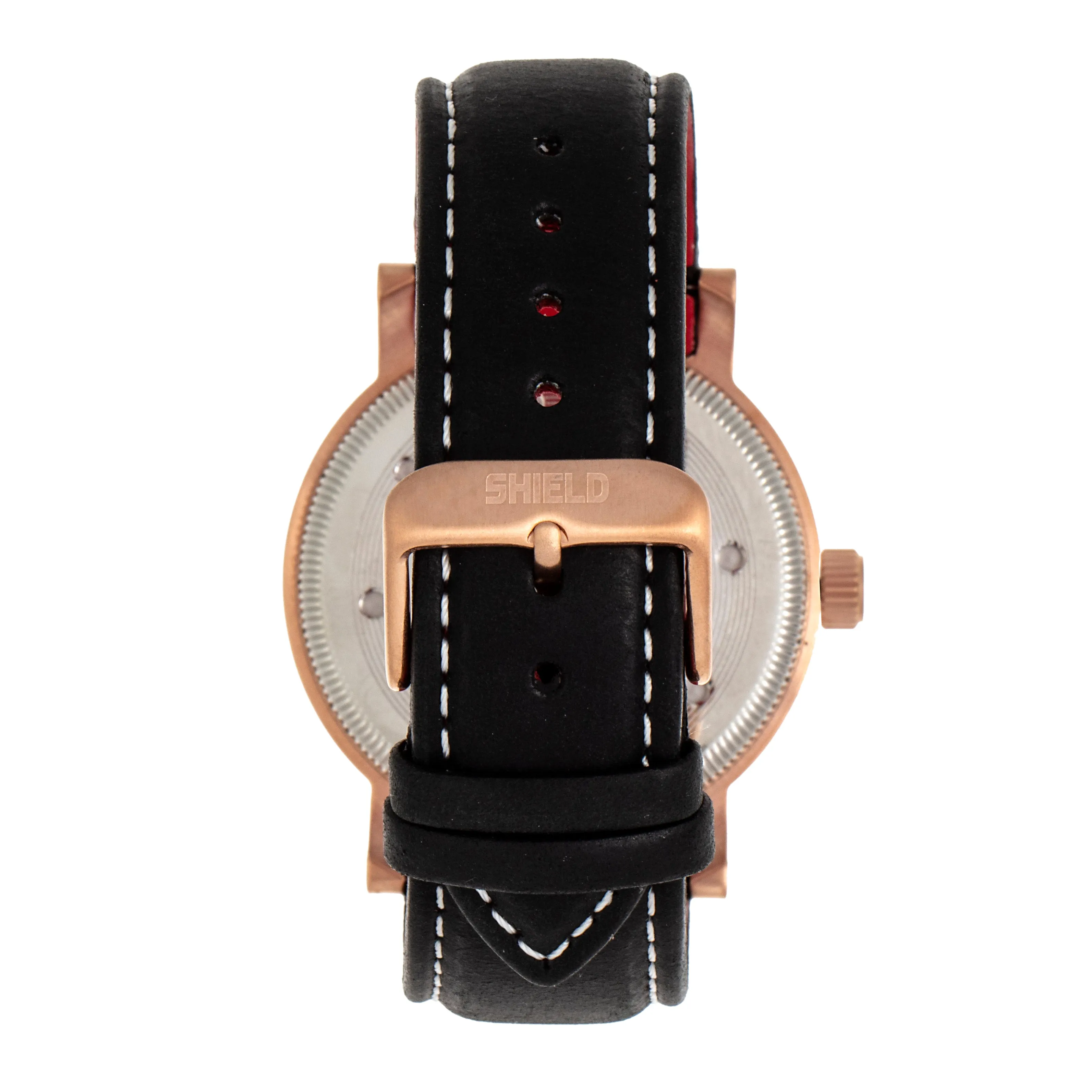 Shield Gilliam Leather-Band Men's Diver Watch - Rose Gold/Black