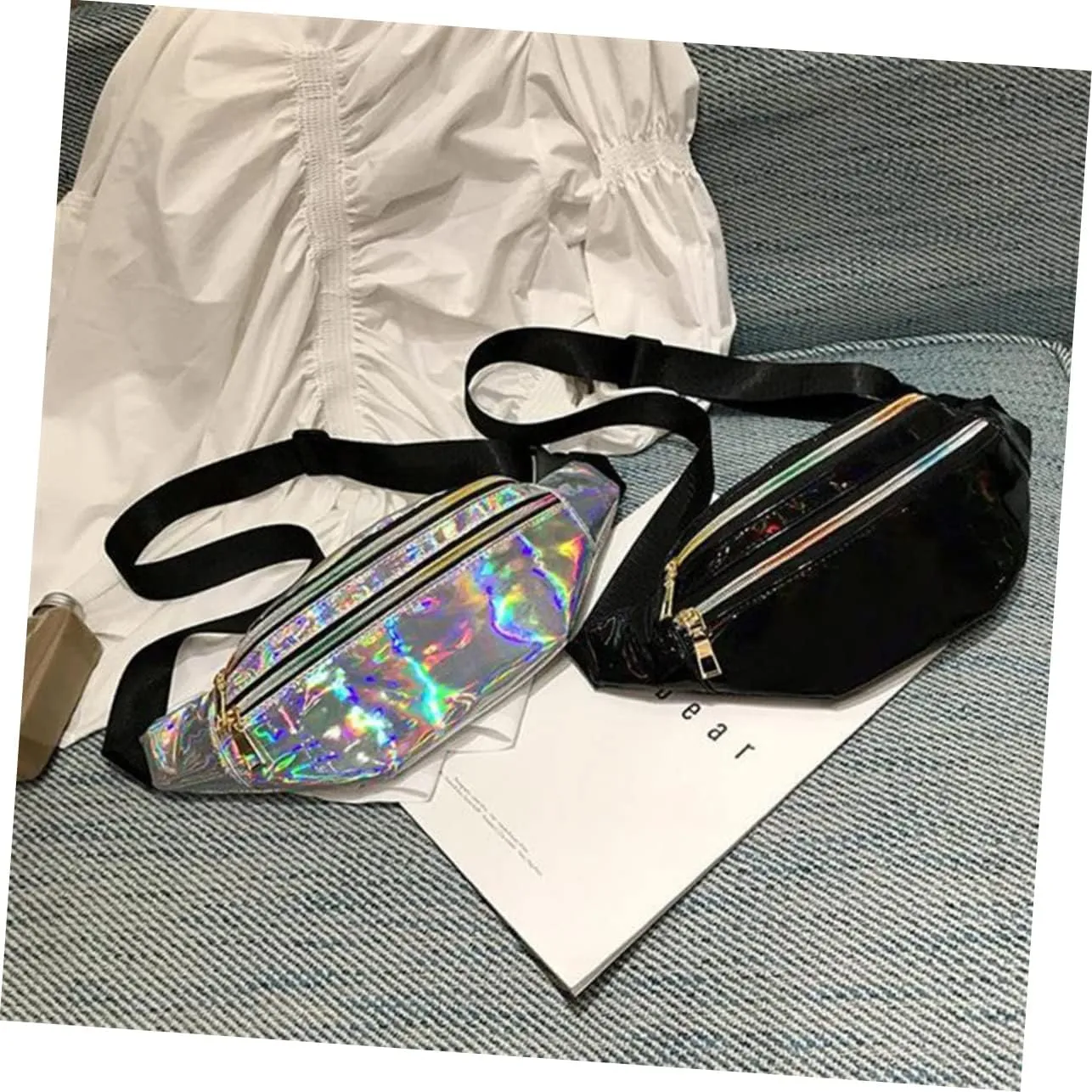 Shiny Crossbody Bag -theft Feature Fashion Waist Pouch Multifunctional Storage for Id Wallet
