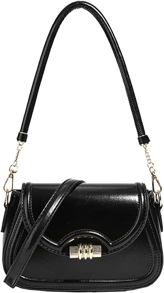 Shoulder Bag for Women Small Flap Hobo Purse Vintage PU Leather Crossbody Handbag with Detachable Strap
