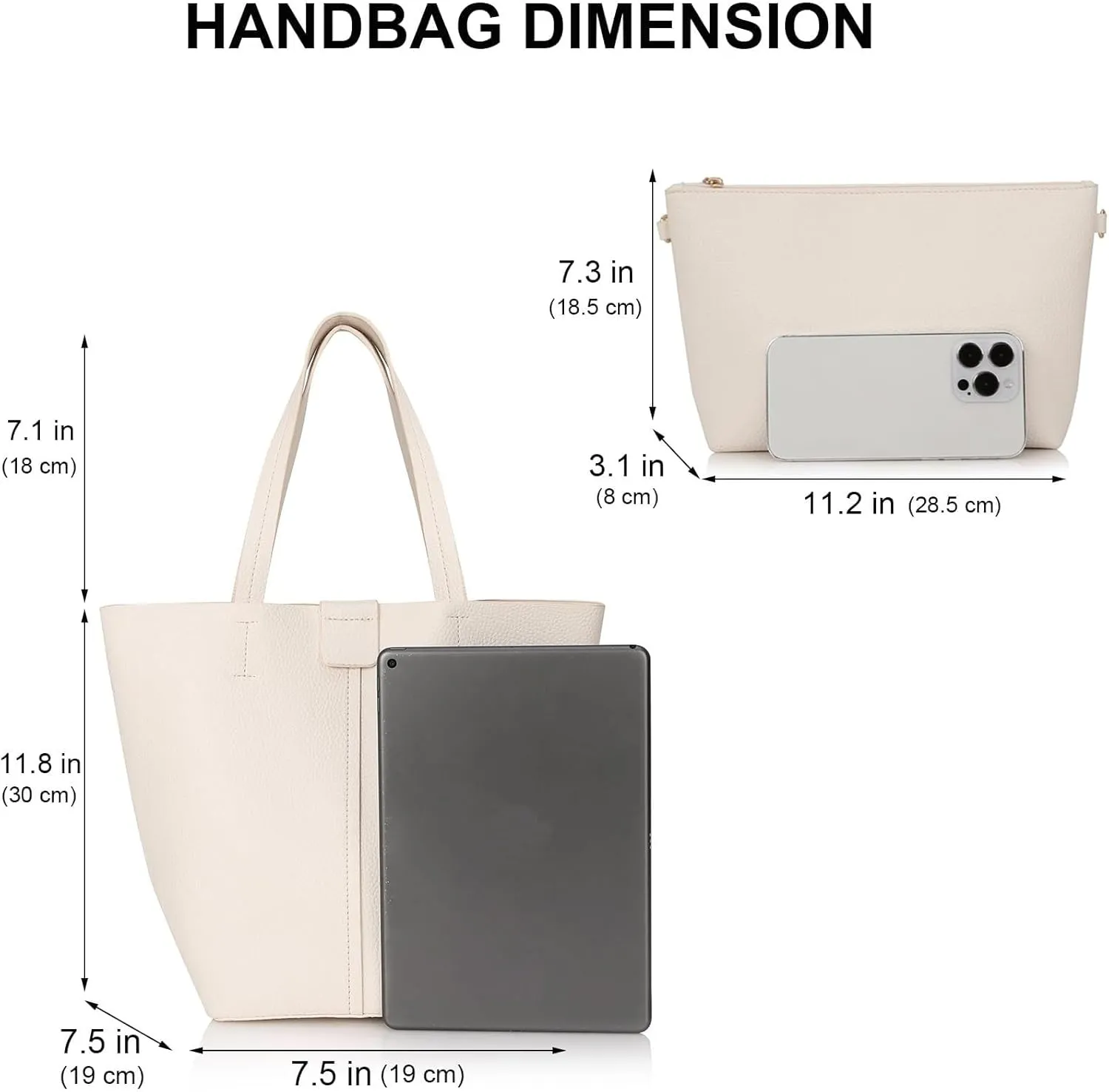 Shoulder Bag Women's 2 Piece Bucket Bag Set Soft Leather Tote & Crossbody Purse with Slouchy Hobo