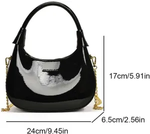 Shoulder Bags for Women, Crescent Bag, Patent Leather Purse, Trendy Hobo Handbags for Work Travel