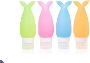 Silicone Travel Bottles Set Mermaid Style Silicone Leakproof Bottle Squeezable & Refillable Containers for Toiletries Cosmetics Shampoo or Liquids Screw Top BPA Free