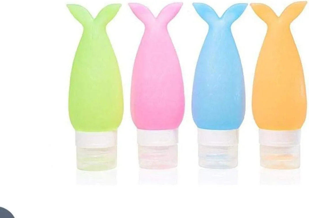 Silicone Travel Bottles Set Mermaid Style Silicone Leakproof Bottle Squeezable & Refillable Containers for Toiletries Cosmetics Shampoo or Liquids Screw Top BPA Free