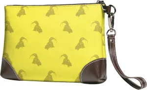 Small Clutch Purses for Women - Modern Cartoon Goat Head Leather Wristlet Wallets for Women with Wrist Strap