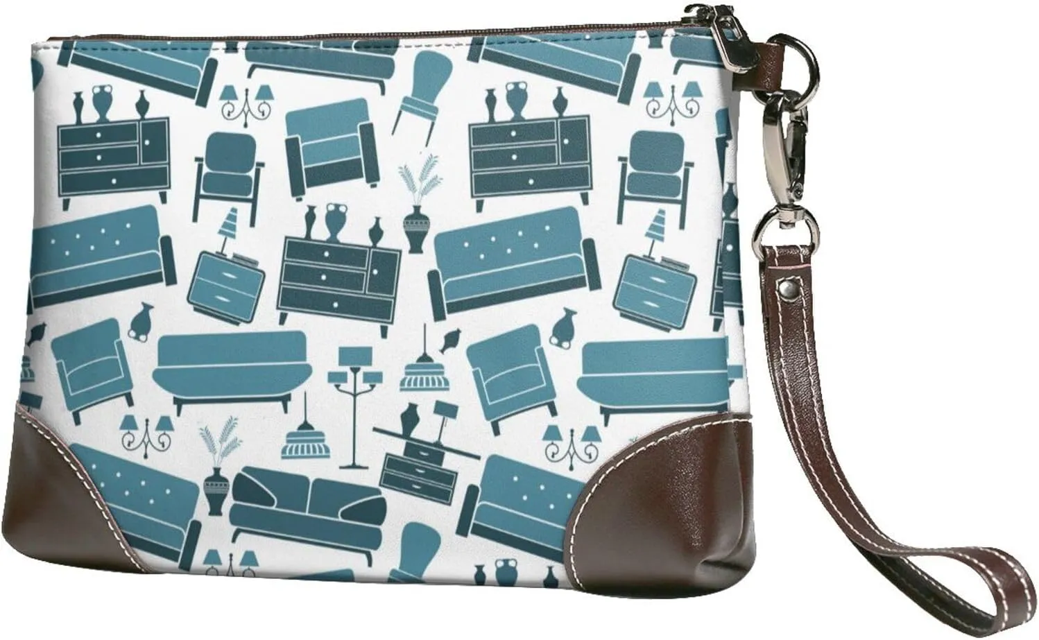 Small Clutch Purses for Women - Modern Furniture Leather Wristlet Wallets for Women with Wrist Strap