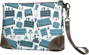 Small Clutch Purses for Women - Modern Furniture Leather Wristlet Wallets for Women with Wrist Strap