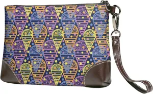 Small Clutch Purses for Women - Modern Line Ice Cream Leather Wristlet Wallets for Women with Wrist Strap