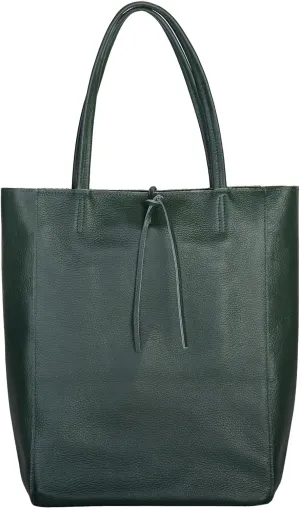 Soft Italian Genuine Calf Leather Tote Bag | Unstructured Unlined Shopper with Zipper, Inside Pocket & Flat Base