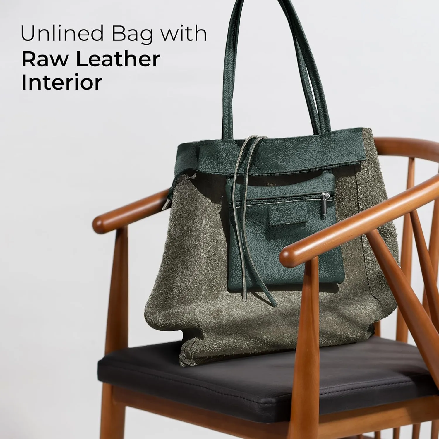 Soft Italian Genuine Calf Leather Tote Bag | Unstructured Unlined Shopper with Zipper, Inside Pocket & Flat Base
