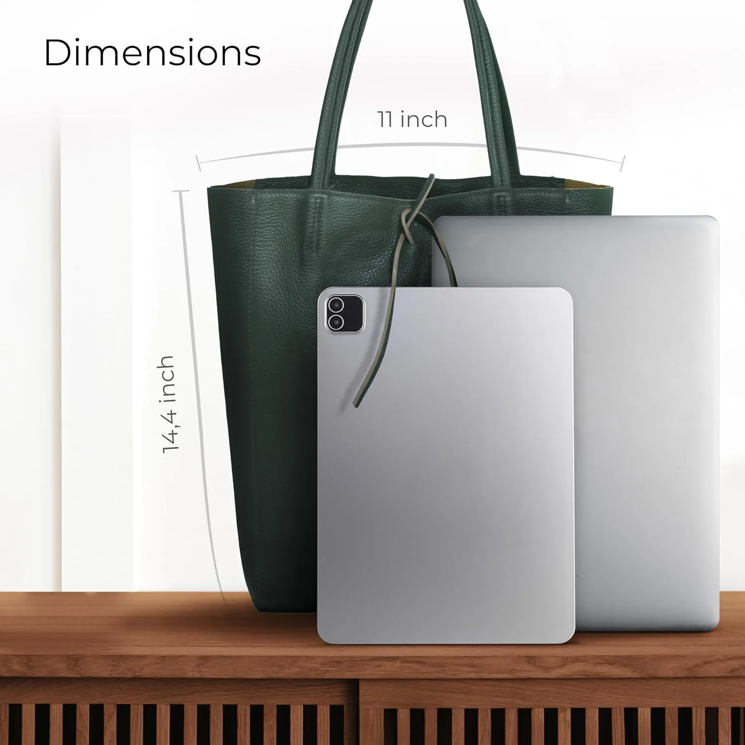 Soft Italian Genuine Calf Leather Tote Bag | Unstructured Unlined Shopper with Zipper, Inside Pocket & Flat Base