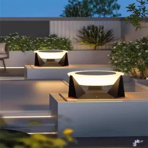 Solar-Powered LED Column Lamps  IP65 Waterproof Outdoor Lights with Remote Control, Dimmable 3 Color Temperatures & Stainless Steel Design
