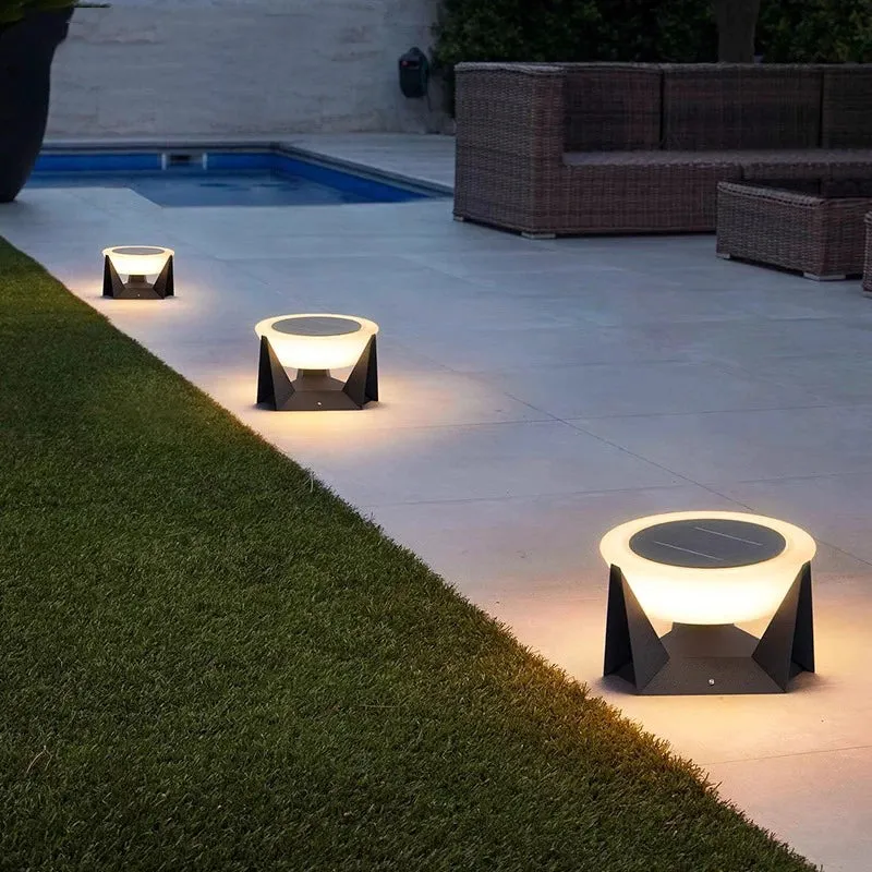 Solar-Powered LED Column Lamps  IP65 Waterproof Outdoor Lights with Remote Control, Dimmable 3 Color Temperatures & Stainless Steel Design