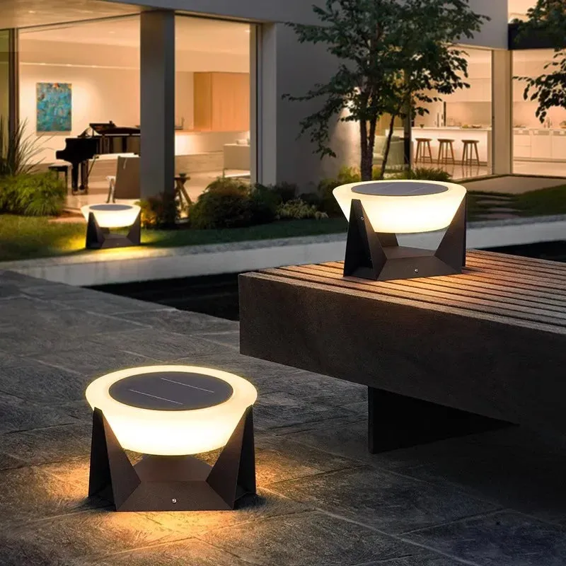 Solar-Powered LED Column Lamps  IP65 Waterproof Outdoor Lights with Remote Control, Dimmable 3 Color Temperatures & Stainless Steel Design