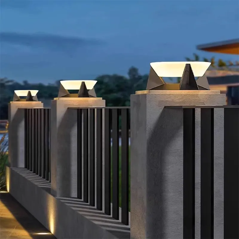 Solar-Powered LED Column Lamps  IP65 Waterproof Outdoor Lights with Remote Control, Dimmable 3 Color Temperatures & Stainless Steel Design