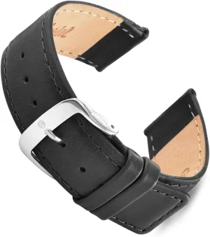 Speidel Genuine Leather Square Tip Watch Band 18mm,20mm,22mm,24mm,26mm,8mm,30mm-Black, Brown,Honey Oiled Leather Replacement Strap, Stainless Steel Metal Buckle Clasp, Watchband Fits Most Watch Brands
