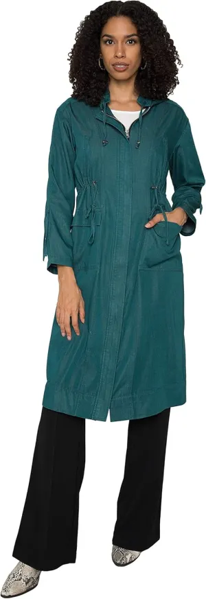 Standards & Practices Modern Women's Denim Bird Print Back Kimono Duster Jacket