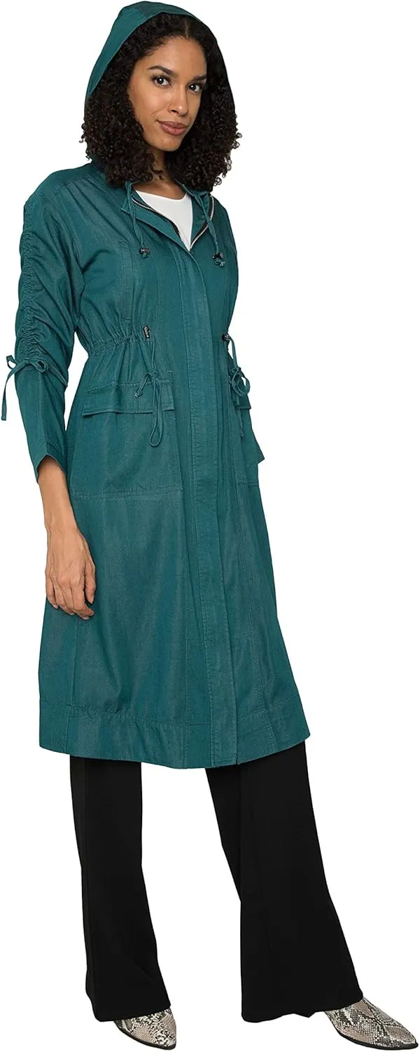 Standards & Practices Modern Women's Denim Bird Print Back Kimono Duster Jacket