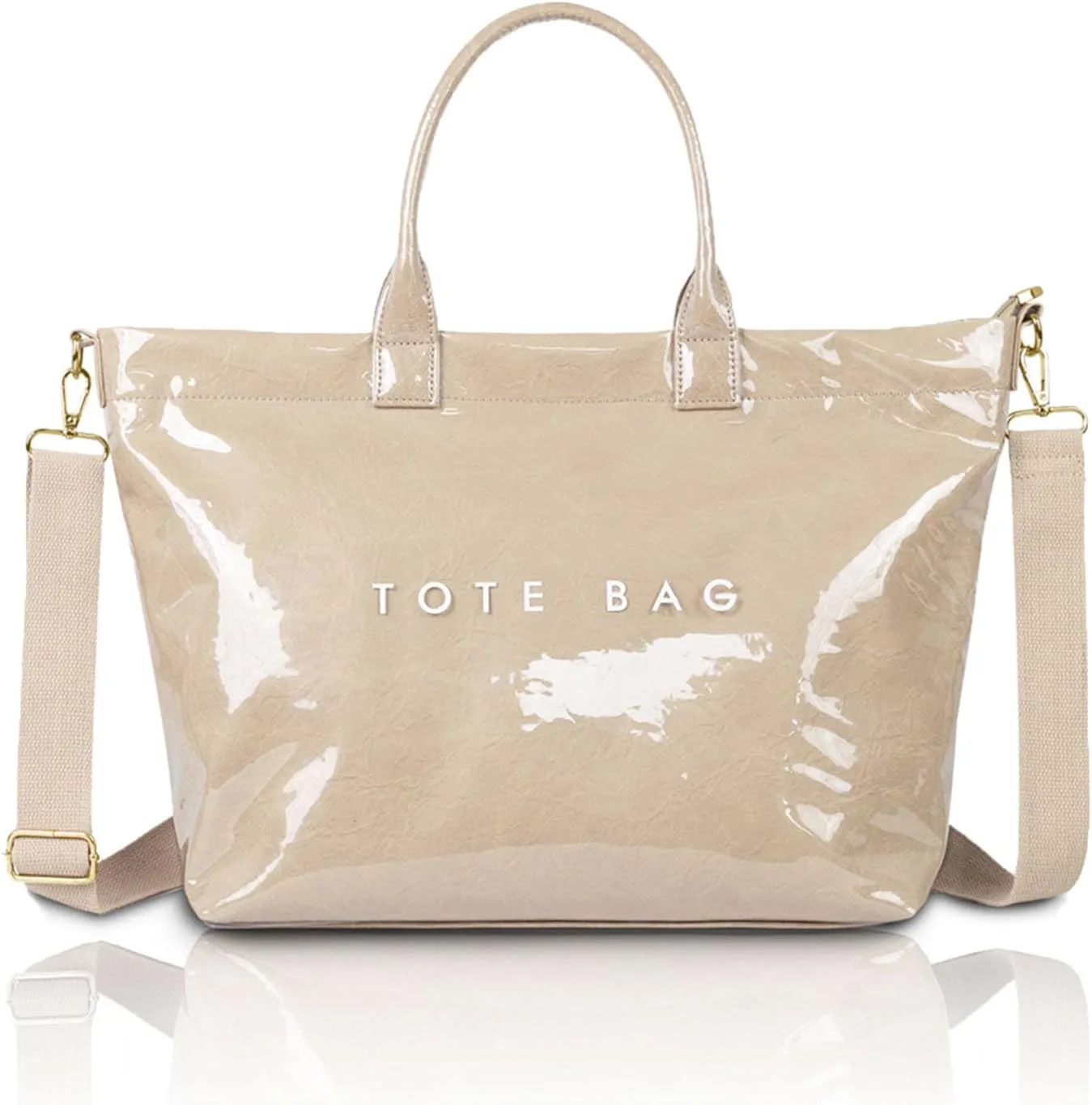 Stellaya Womens Letters Print Tote Bag, Women's PVC Kraft Paper Tote Bag, with Shoulder Strap
