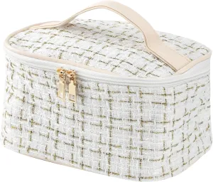 Stylish White Woolen Makeup Bag Large Cosmetic Bag Cute Pouches for Purse Travel Makeup Bag for Women