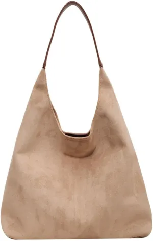 Suede Tote Bags for Women, Slouchy Faux Suede Bag Hobo Handbags, Suede Purse Shoulder Bag