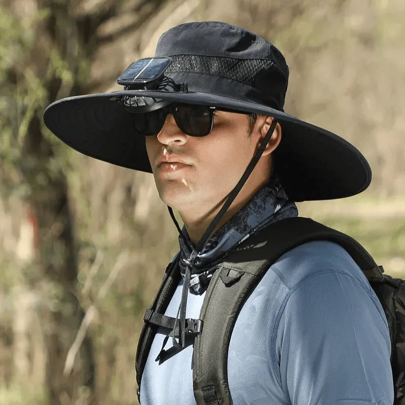 Summer Promotion 50% OFFWide Brim Solar Fan Outdoor Fishing Hat-Solar & USB Charging