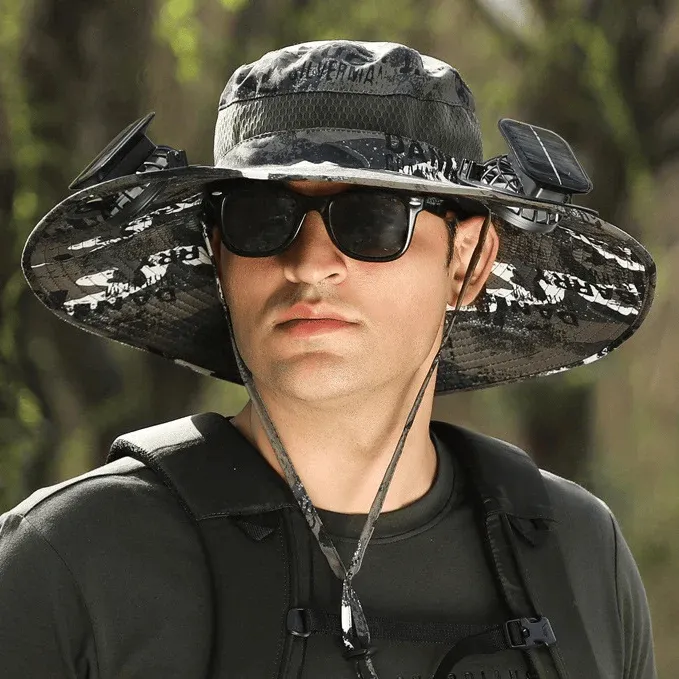 Summer Promotion 50% OFFWide Brim Solar Fan Outdoor Fishing Hat-Solar & USB Charging