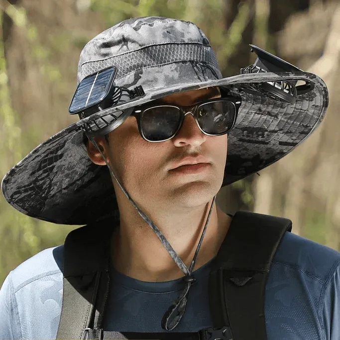 Summer Promotion 50% OFFWide Brim Solar Fan Outdoor Fishing Hat-Solar & USB Charging