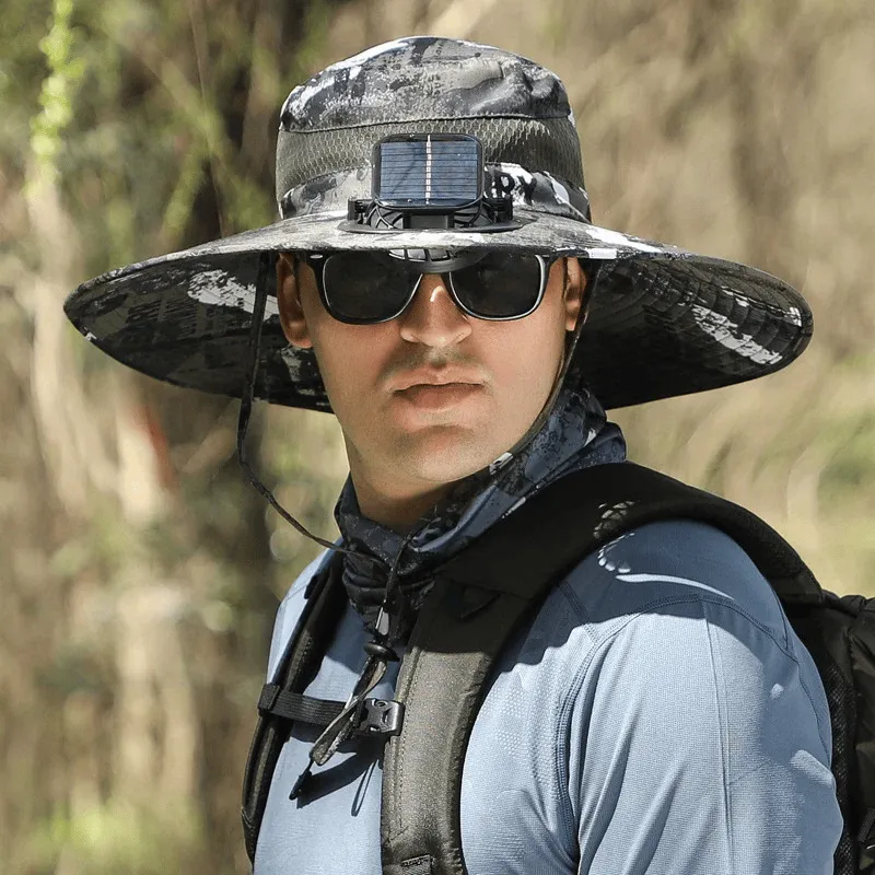 Summer Promotion 50% OFFWide Brim Solar Fan Outdoor Fishing Hat-Solar & USB Charging