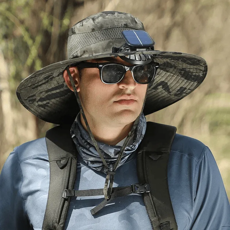 Summer Promotion 50% OFFWide Brim Solar Fan Outdoor Fishing Hat-Solar & USB Charging