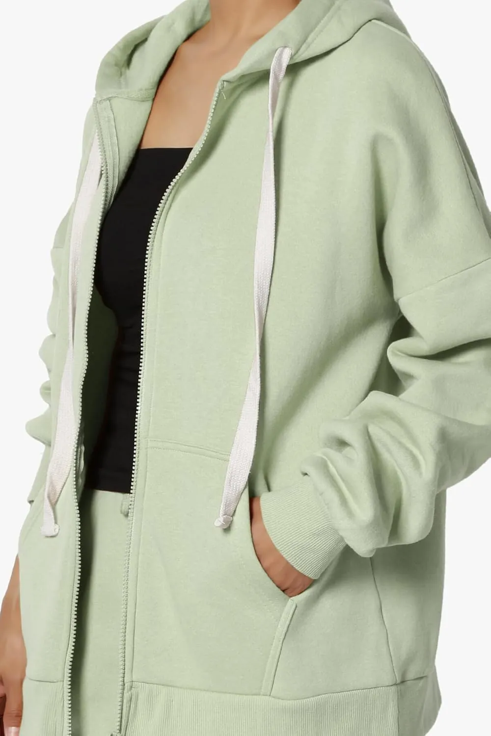 TheMogan Women's Essential Cotton Fleece Full Zip Hoodie Sweatshirt Relaxed Hooded Jacket