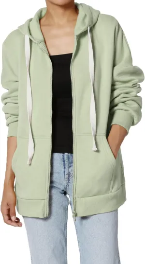 TheMogan Women's Essential Cotton Fleece Full Zip Hoodie Sweatshirt Relaxed Hooded Jacket