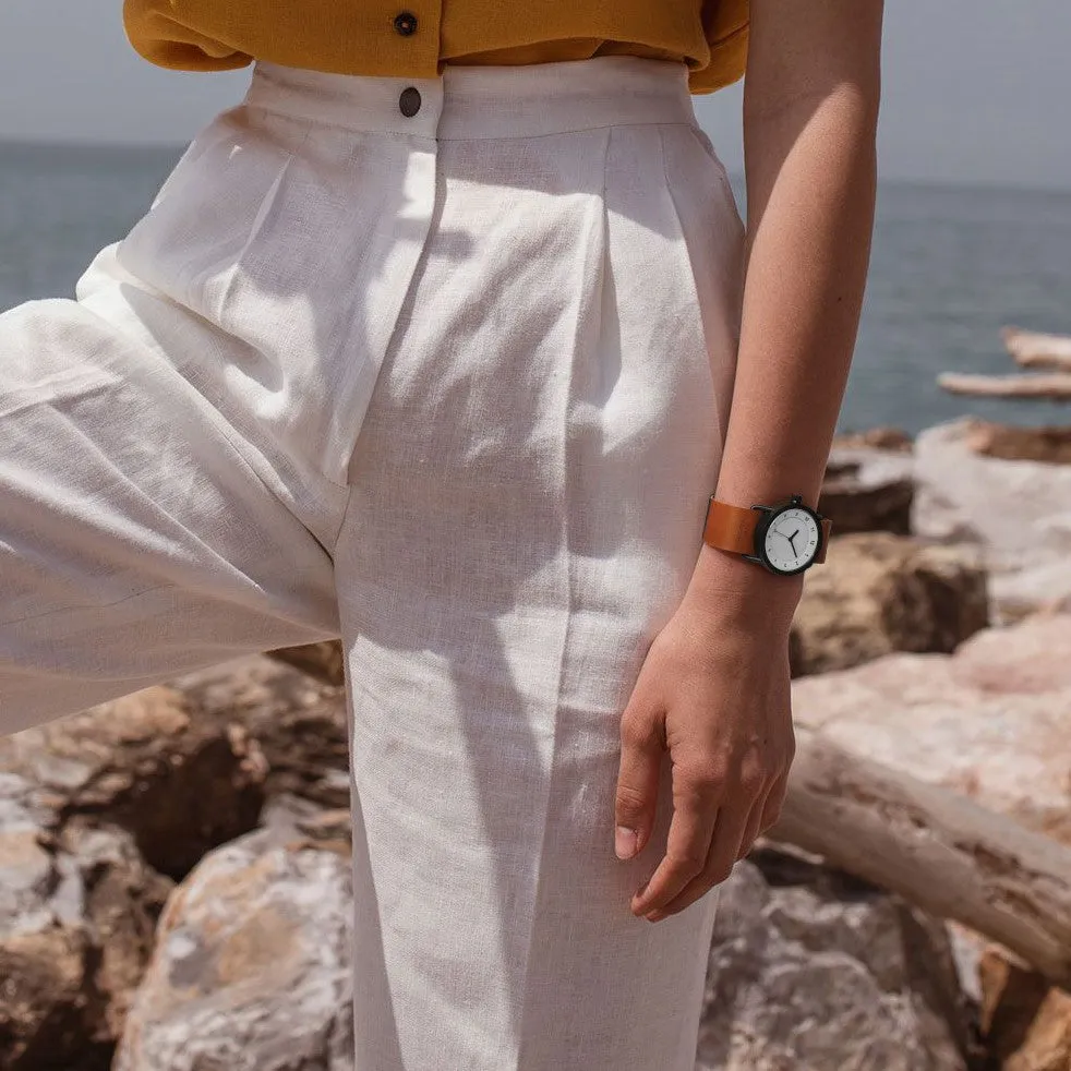 TID No.1 White Dial / Tan Leather Strap / Black Buckle