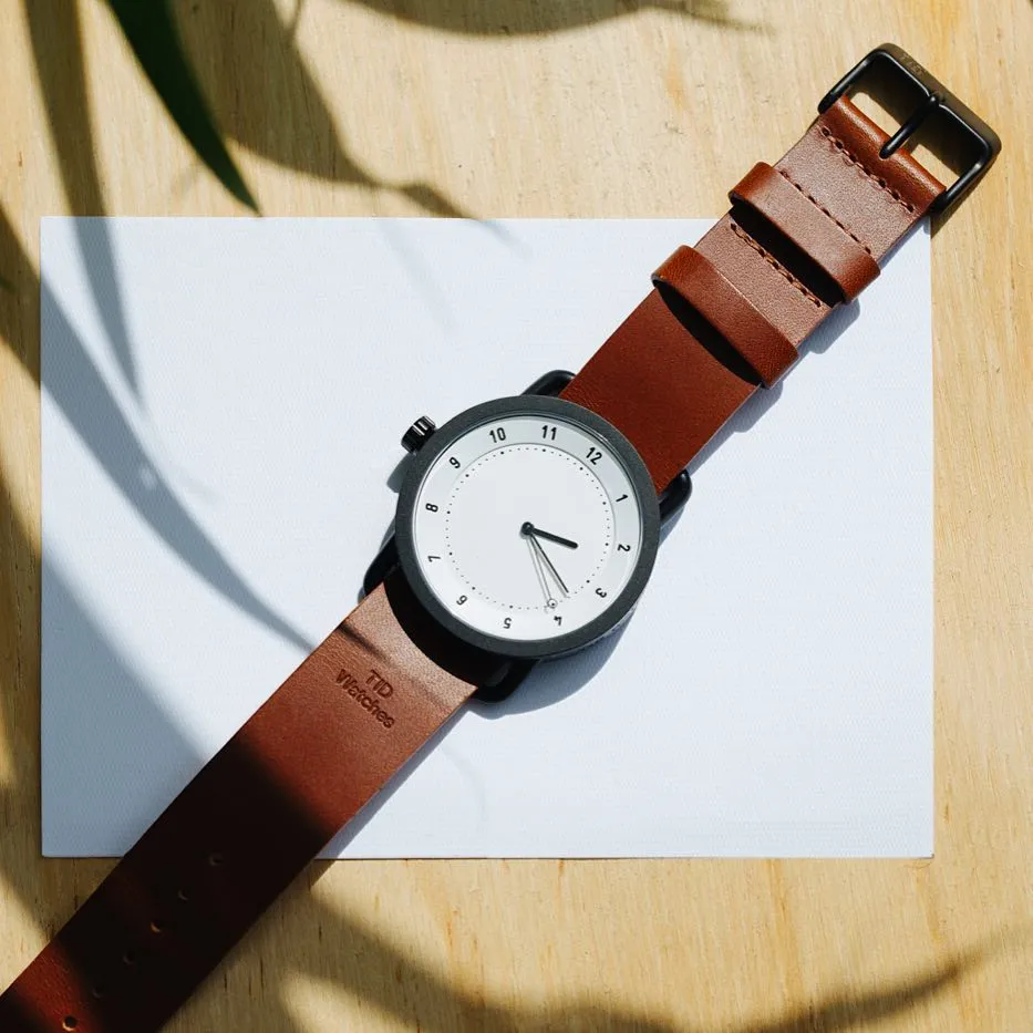 TID No.1 White Dial / Tan Leather Strap / Black Buckle