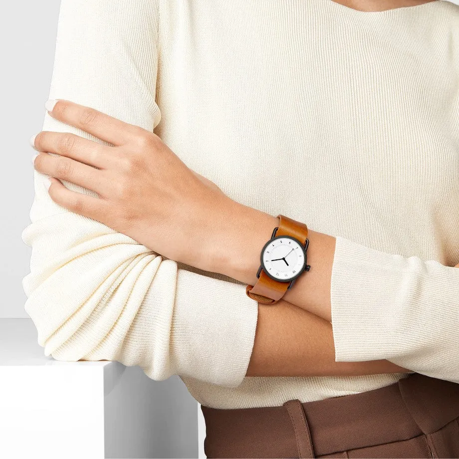 TID No.1 White Dial / Tan Leather Strap / Black Buckle