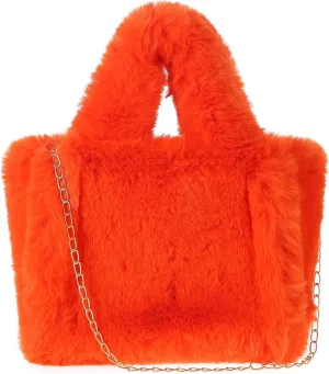 Tote Bags Large Shoulder Bag Fleece Faux Fur Hobo Tote Handbag Retro Bags Solid Color Big Purse