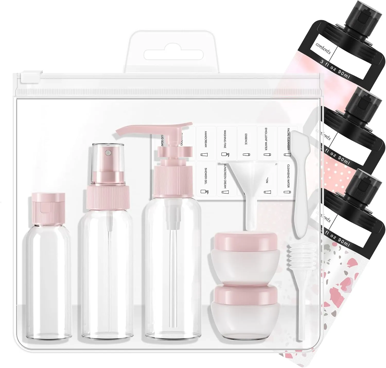 Travel Bottles Containers for Toiletries,Travel Bottles Set for Toiletries,TSA Approved Leakproof Travel Size Containers Jars,Suitable for Cosmetics Shampoo Conditioner Lotion (12 PACK), pink