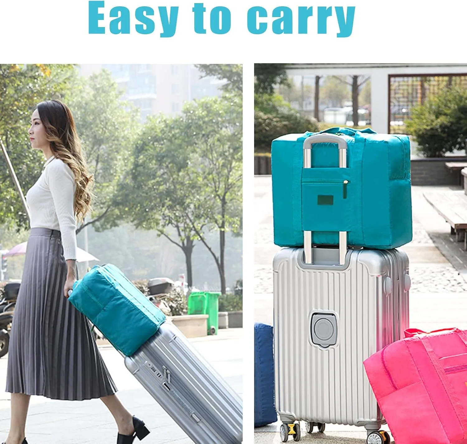 Travel Duffel Bag 8 PCS Foldable Travel Bag Carry on Luggage Bag Waterproof Tote Sports Gym Bag Lightweight Large Weekender Overnight Bag for Women and Men (8 PCS)