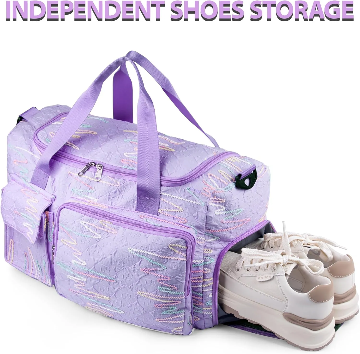 Travel Duffle Bag Waterproof Weekender Carry on Luggage Tote Bags for Women Sport Luggage Large Yoga Gym Trolley Sleeve Overnight Travel Business Bag Purple