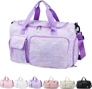Travel Duffle Bag Waterproof Weekender Carry on Luggage Tote Bags for Women Sport Luggage Large Yoga Gym Trolley Sleeve Overnight Travel Business Bag Purple