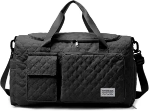 Travel Duffle Bag Waterproof Weekender Carry on Luggage Tote Bags for Women Sport Luggage Large Yoga Gym with Trolley Sleeve Overnight Travel Business Bag Black