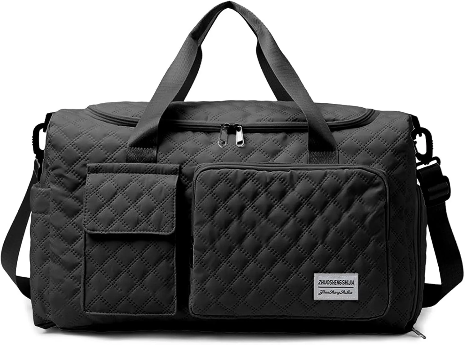 Travel Duffle Bag Waterproof Weekender Carry on Luggage Tote Bags for Women Sport Luggage Large Yoga Gym with Trolley Sleeve Overnight Travel Business Bag Black