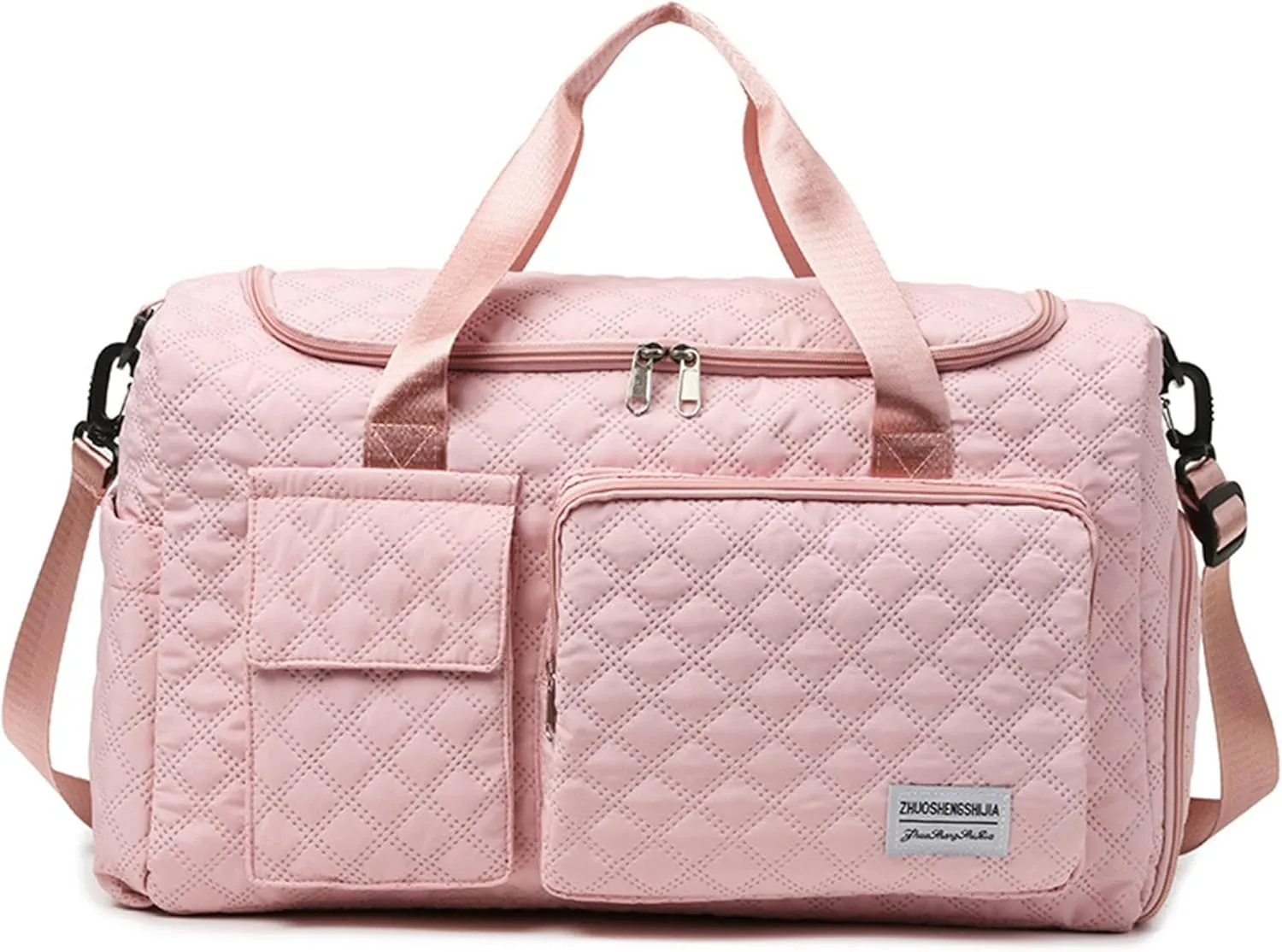 Travel Duffle Bag Waterproof Weekender Carry on Luggage Tote Bags for Women Sport Luggage Large Yoga Gym with Trolley Sleeve Overnight Travel Business Bag Pink