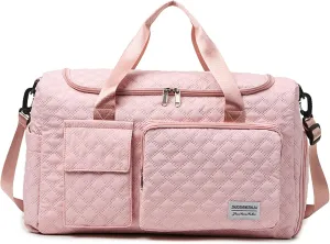 Travel Duffle Bag Waterproof Weekender Carry on Luggage Tote Bags for Women Sport Luggage Large Yoga Gym with Trolley Sleeve Overnight Travel Business Bag Pink