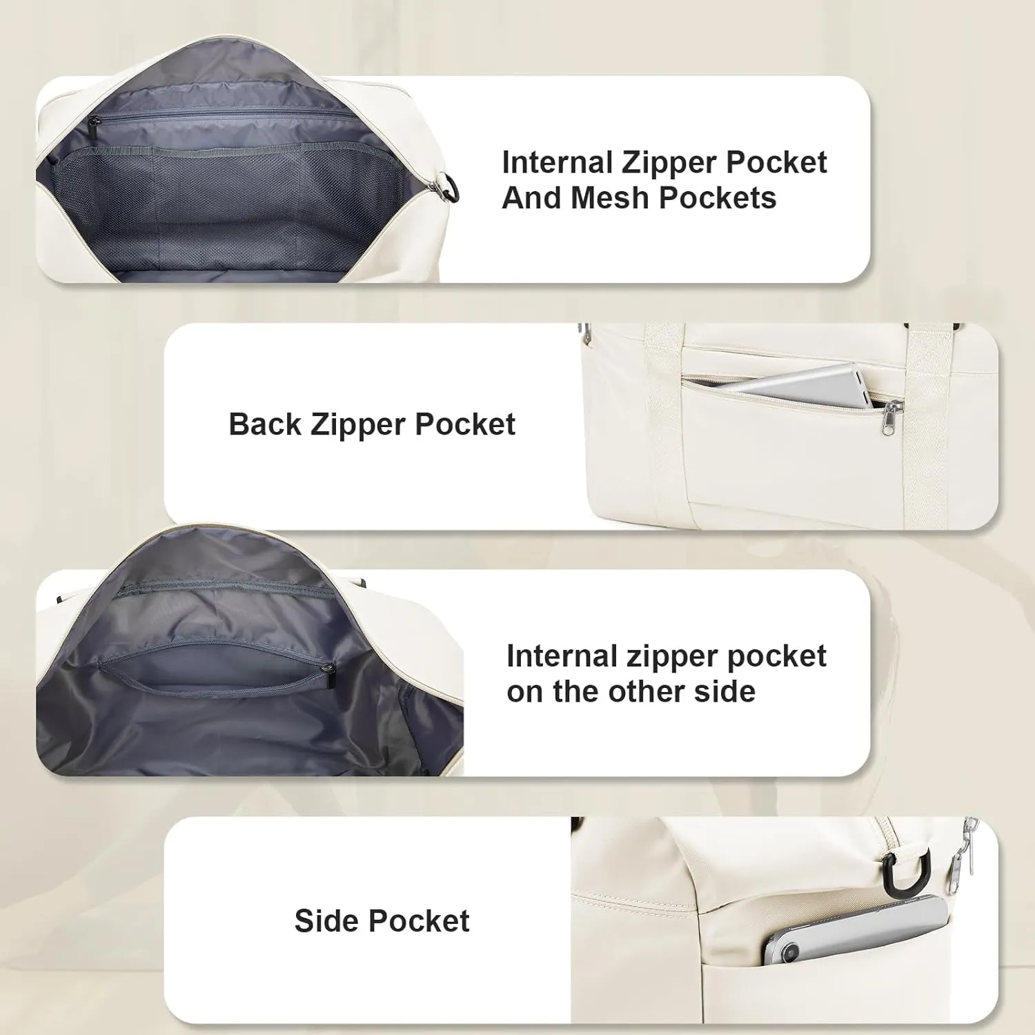 Travel Duffle Bag, Women Weekender Overnight Bags with Laptop Compartment and Wet Pocket, Womens Mens Traveling Carry On Luggage Gym Bag, Hospital Bags for Labor and Delivery, Beige