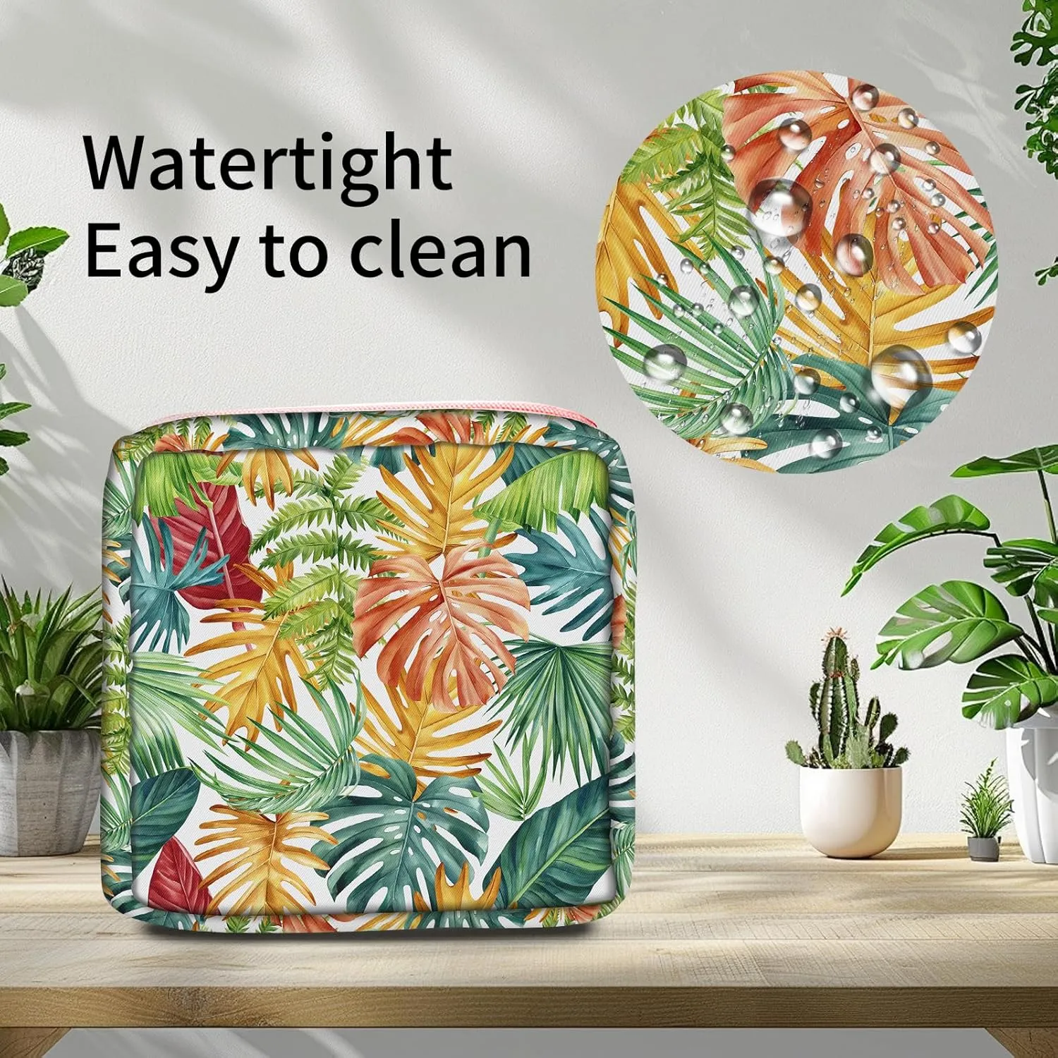 Travel Makeup Bag, Cute Cosmetic Bag Toiletry Bag for Women, Mini Make Up Pouches, Purse Cosmetic Organizer Cute Colorful Palm Leaf